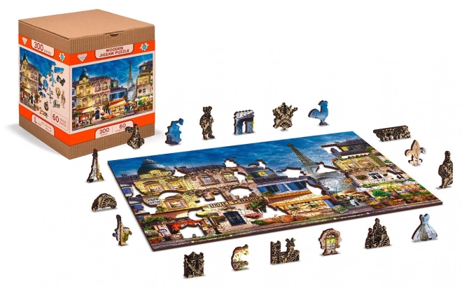 Wooden City Dřevěné puzzle Snídaně v Paříži 2v1, 300 dílků EKO