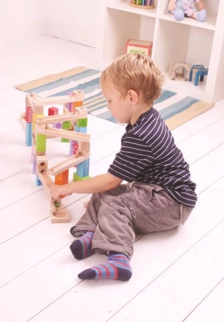 Bigjigs Toys Dřevěná kuličková dráha barevná