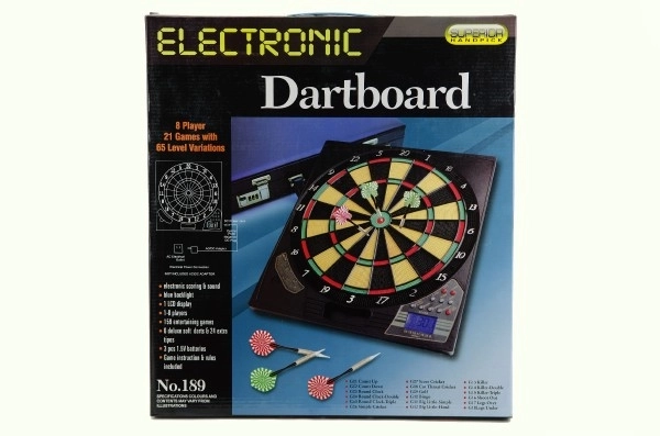 Elektronický terč digitální plast 42cm + 6 šipek na baterie v krabici 44x44x4xcm