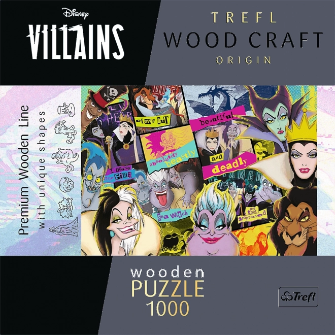 TREFL Wood Craft Origin puzzle Disney: Setkání záporáků 1000 dílků