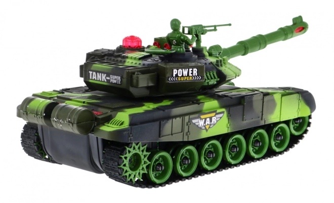 Tank na dálkové ovládání + interaktivní efekty + odpalování + dálkové ovládání – Zelený