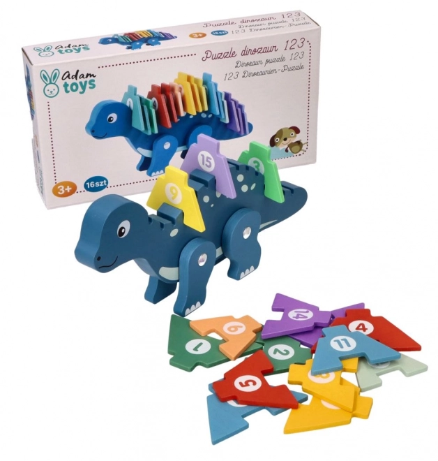 Dřevěný dinosaurus s číselnými puzzly