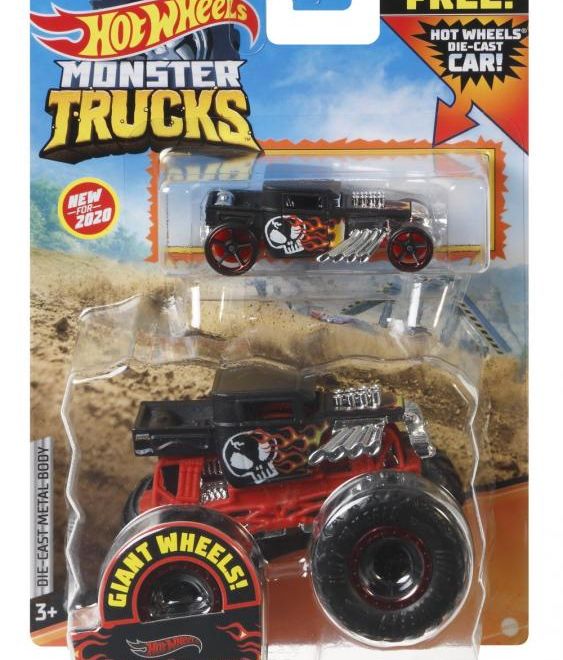 Hot Wheels Monster Trucks 1:64 s angličákem – Skeleton Crew