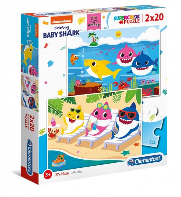 Puzzle 2x20 dílků Super barevné Baby Shark