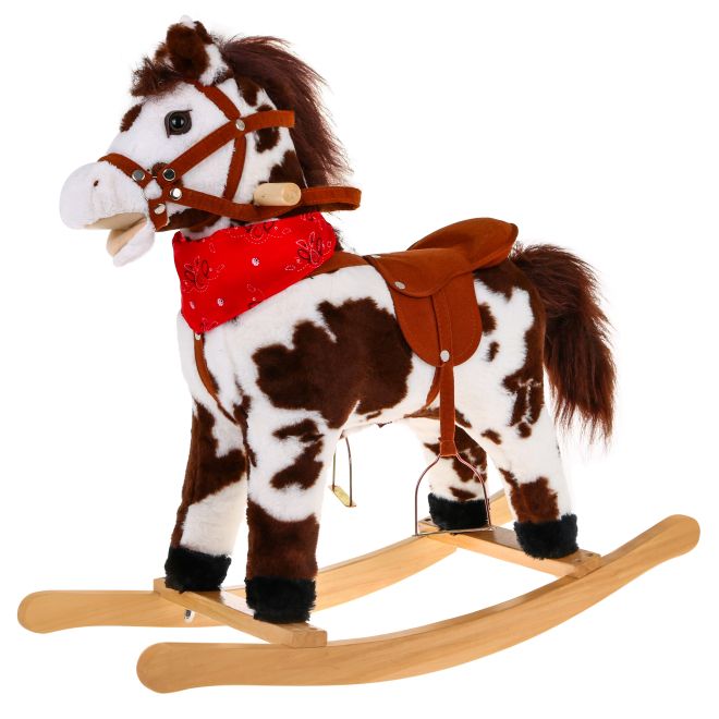 Latinský houpací kůň pro děti + interaktivní efekty + plyšové dřevo