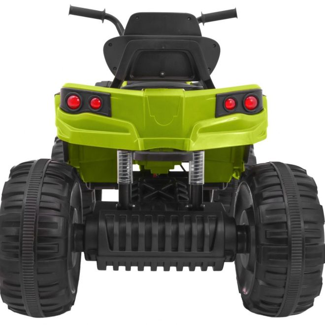 Dětská bateriová čtyřkolka zelená + kola EVA + rádio MP3 + LED + pomalý start
