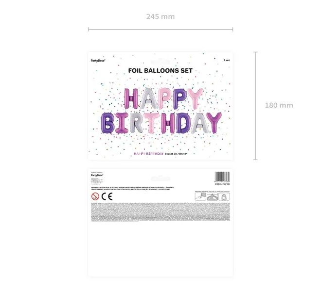 Fóliová balónková narozeninová dekorace Happy Birthday rainbow - 340 cm x 35 cm