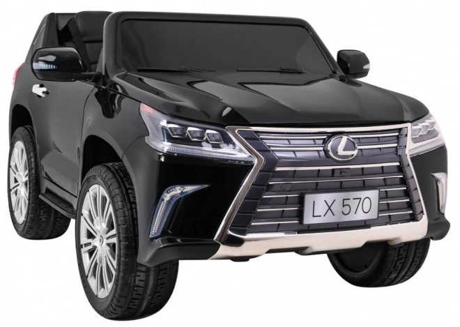 Lexus LX570 Lakované auto pro 2 děti černé + dálkové ovládání + EVA kola + rádio MP3 LED