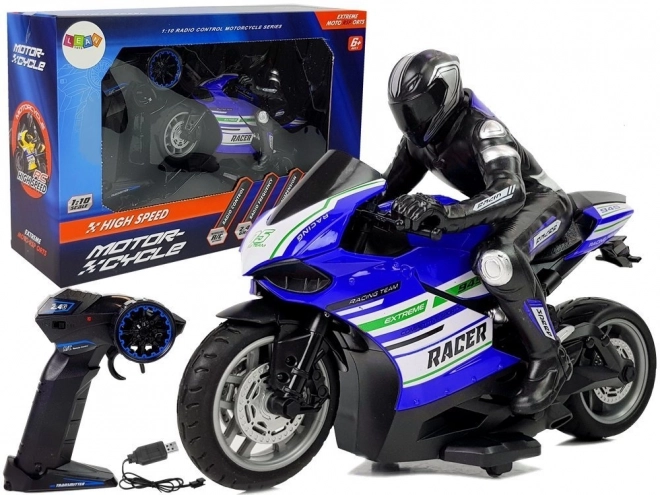 Sportovní závodní motocykl na dálkové ovládání 2.4G Range 35m Blue