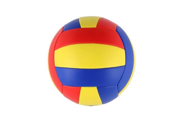 Míč volejbalový nafouknutý šitý 20cm 4 barvy v síťce v sáčku