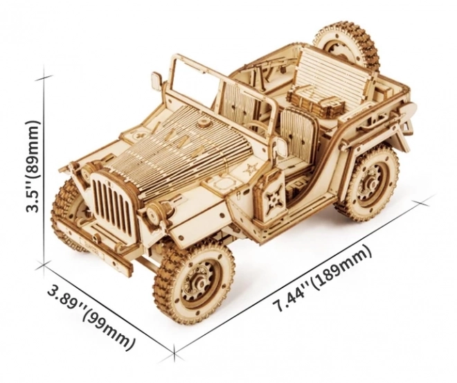 Armádní džíp - 3D dřevěné puzzle