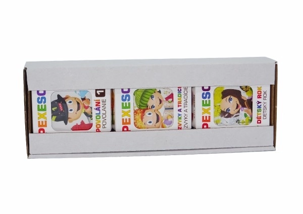Pexeso 3 druhy - společenská hra v krabičce 8x21x4cm