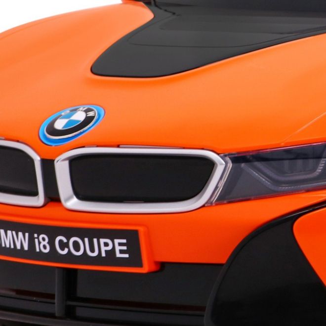BMW I8 Lift Battery Car Orange + Dálkové ovládání + Pomalý start + 3-Pkt pásy + MP3 USB + LED dioda