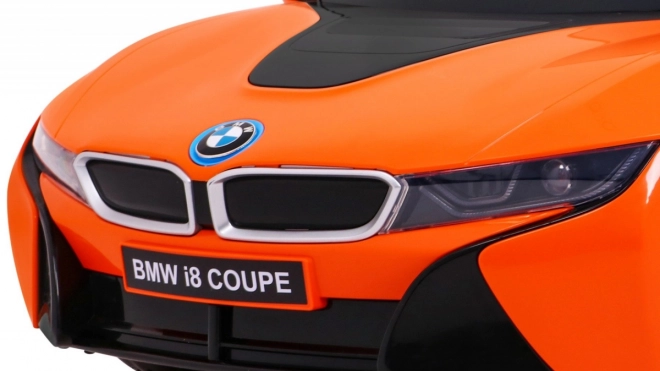 BMW I8 Lift Battery Car Orange + Dálkové ovládání + Pomalý start + 3-Pkt pásy + MP3 USB + LED dioda