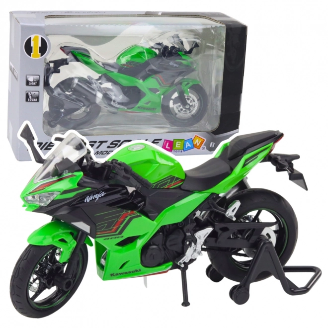 Kovový sportovní motocykl zelený 1:12