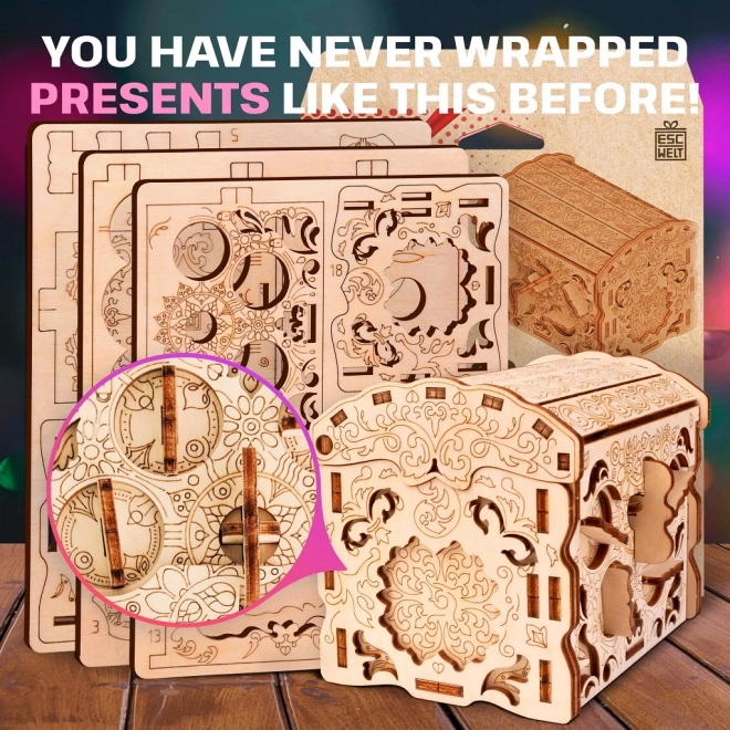 EscapeWelt 3D Dřevěná skládačka Secret Treasure Box složená