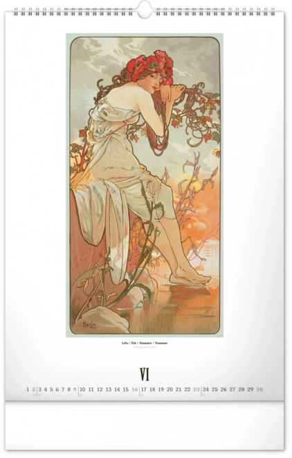 Nástěnný kalendář Alfons Mucha 2024, 33 × 46 cm