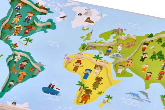 Puzzle s úchyty mapa světa