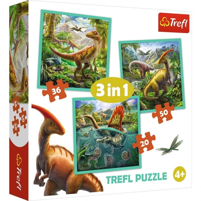 Puzzle 3v1 Svět Dinosaurů 20x19,5cm v krabici 28x28x6cm