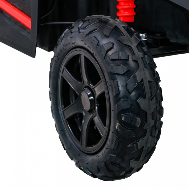 Silná závodní čtyřkolka buggy pro 2 děti Červená + Střídavý motor + Nafukovací kola + LED audio