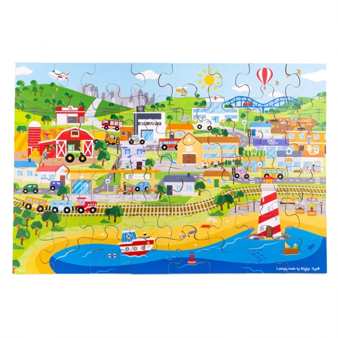 Bigjigs Toys Podlahové puzzle Město 48 dílků