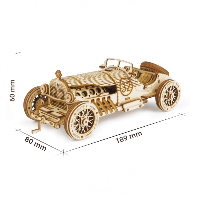 Závodní auto U-9 Grand Prix - 3D dřevěná stavebnice