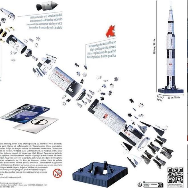 RAVENSBURGER 3D puzzle Vesmírná raketa Saturn V 504 dílků
