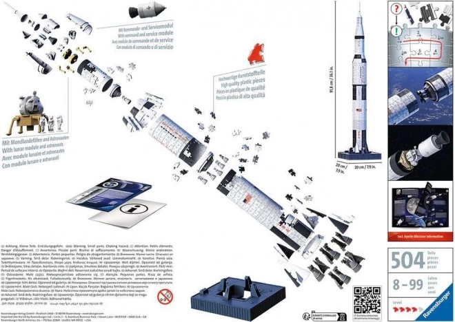 RAVENSBURGER 3D puzzle Vesmírná raketa Saturn V 504 dílků