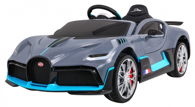 Bugatti Divo Dětské auto na baterie šedé + dálkové ovládání + EVA + pomalý start + LED MP3