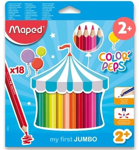 MAPED Pastelky trojboké Jumbo Color'Peps 18ks