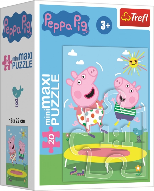 Minipuzzle miniMaxi 20 dílků Prasátko Peppa/Peppa Pig 4 druhy v krabičce 11x8cm 24ks v boxu