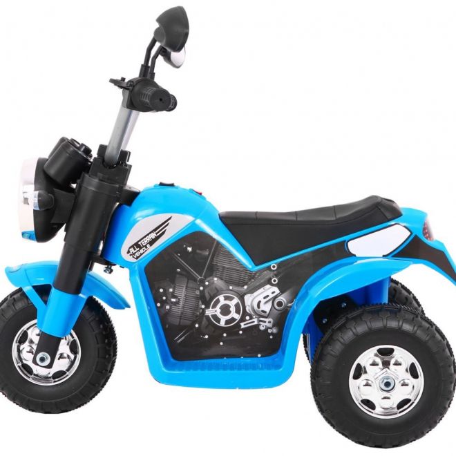Dětské kolo na baterie MiniBike Modrá + zvuky + LED světla + ekologická kůže