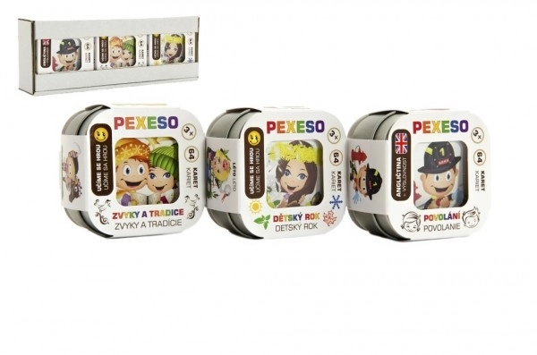 Pexeso 3 druhy - společenská hra v krabičce 8x21x4cm