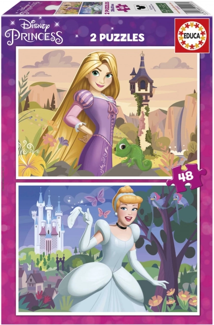 EDUCA Puzzle Disney princezny: Locika a Popelka 2x48 dílků