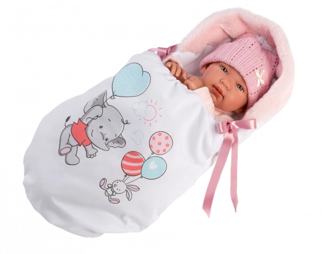 Llorens 84452 NEW BORN - realistická panenka miminko se zvuky a měkkým látkovým tělem - 44 cm