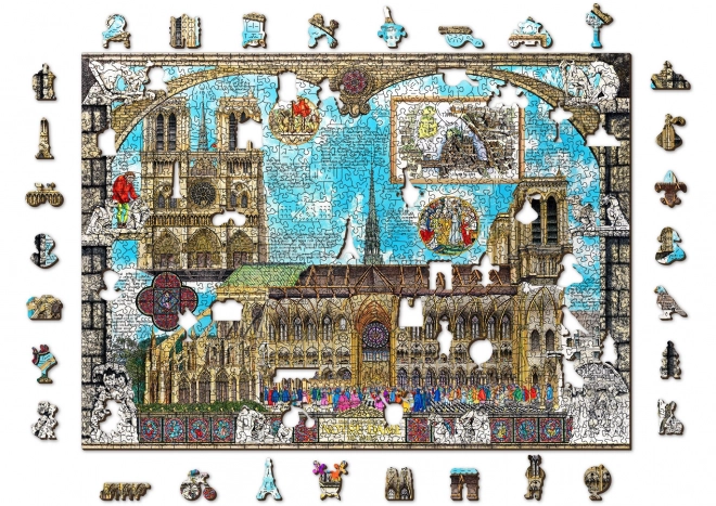 WOODEN CITY Dřevěné puzzle Katedrála Notre-Dame 2v1, 1010 dílků EKO