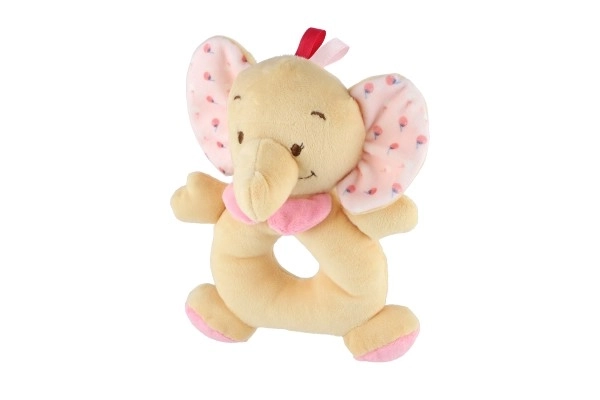 Růžové chrastítko slon 18 cm