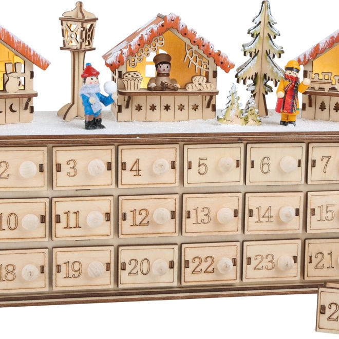Small Foot Dřevěný adventní kalendář vánoční trhy