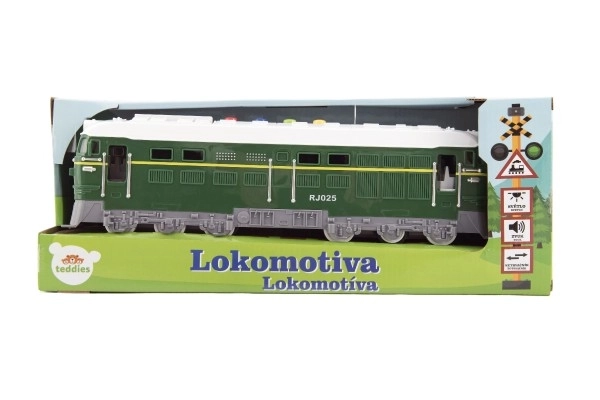 Lokomotiva/Vlak plast 35cm na baterie se zvukem se světlem v krabičce 41x16x12cm – Červená