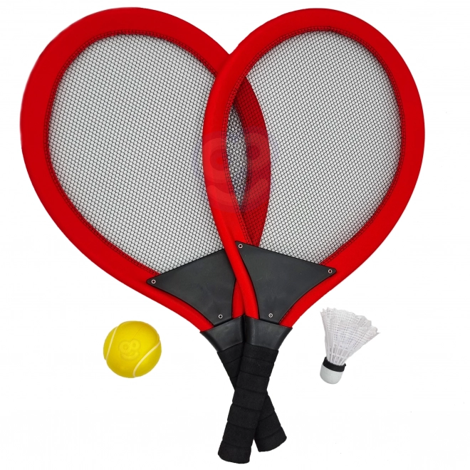 Velké rakety na tenis badminton pro děti sada s míčkem a košíkem