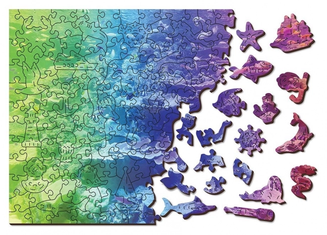 Wooden City Dřevěné puzzle Korálový útes 2v1, 200 dílků EKO