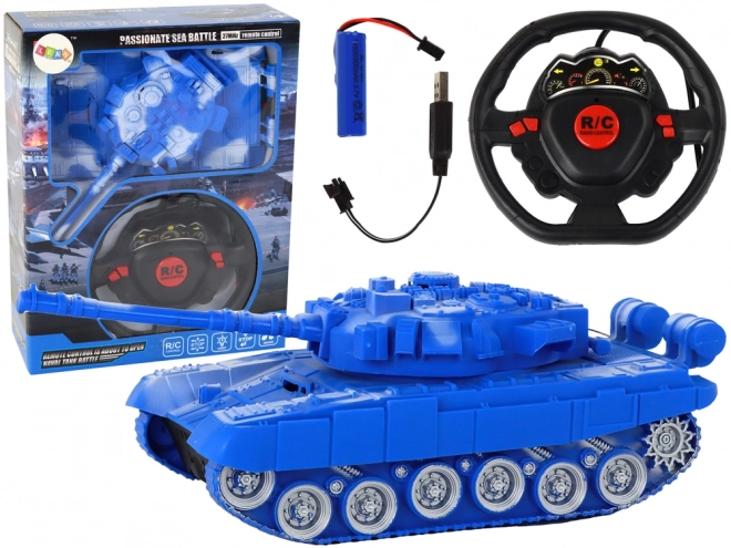 R/C dálkově ovládaný tank Světla Zvuk Modrá 1:18 27MHz