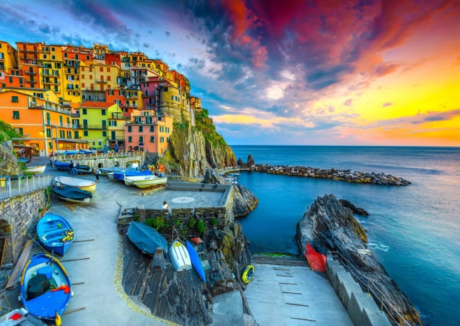 Puzzle Přístav Manarola při západu slunce 1000 dílků