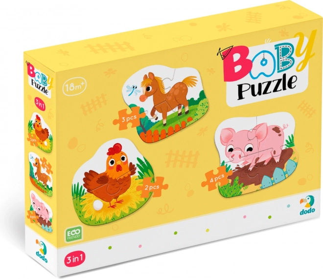 DODO Baby puzzle Zvířátka z farmy 3v1 (2,3,4 dílků)