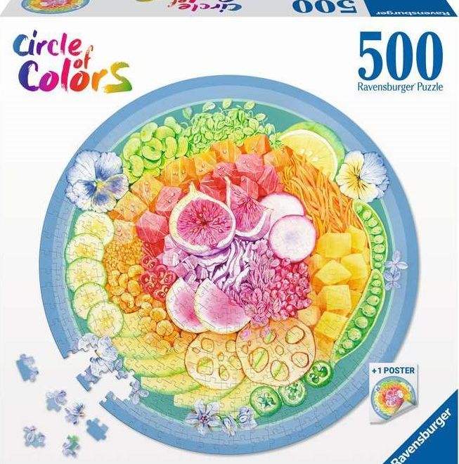 RAVENSBURGER Kulaté puzzle Kruh barev: Poke Bowl 500 dílků
