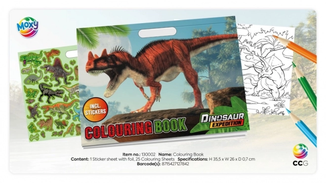 Kniha omalovánek Dinosaury se samolepkami