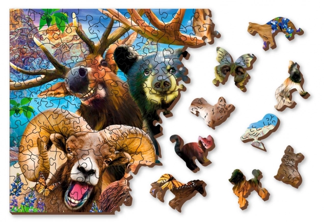 Wooden City Dřevěné puzzle V lese 2v1, 200 dílků EKO