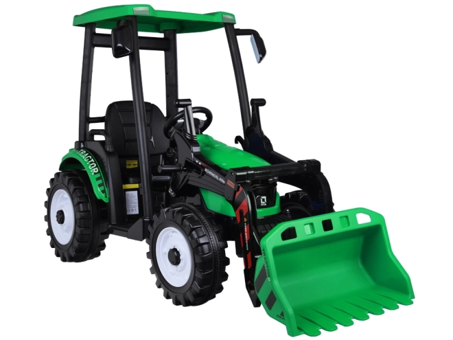 Tractor electric mare cu lopată și remorcă pentru copii – Zelená