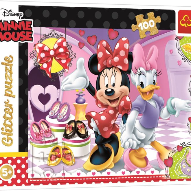 TREFL Třpytivé puzzle Minnie a Daisy 100 dílků
