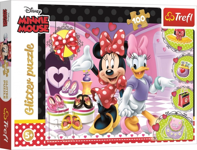 TREFL Třpytivé puzzle Minnie a Daisy 100 dílků